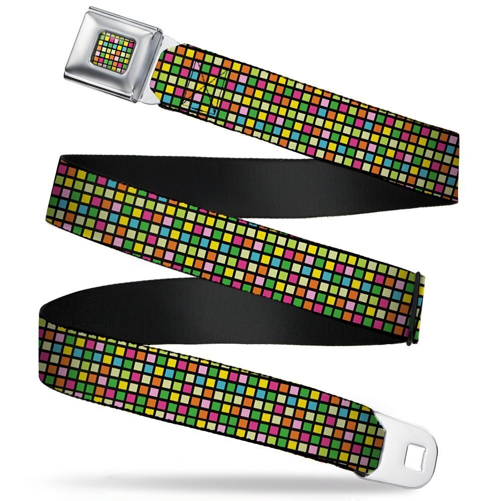 2030 Seatbelt Belt - RZ Mini Checkers Black/Multi Color - 1.0" Wide - 20-36